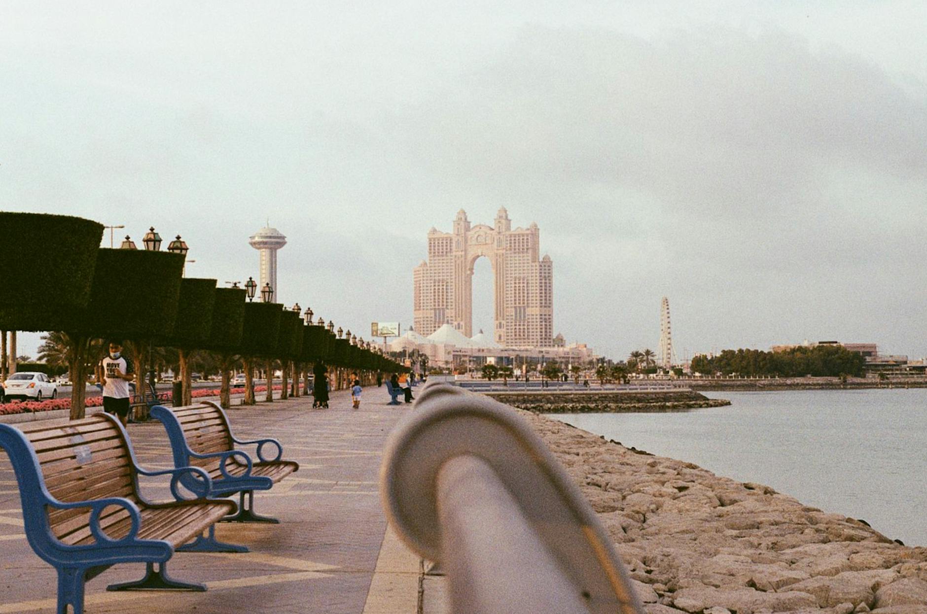 Abu Dhabi corniche promenade in the morning
