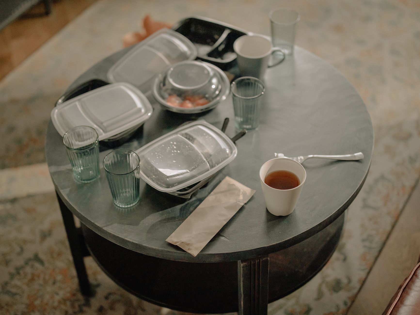 Takeaway meal containers on a table