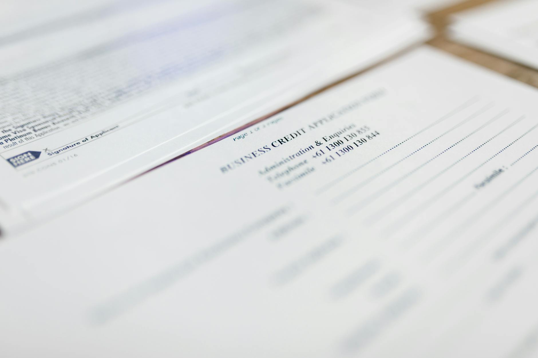Close-up of a credit-application form on an office desk